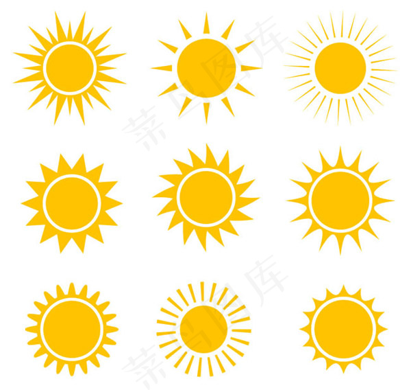 太阳图标矢量,免抠元素ai矢量模版下载