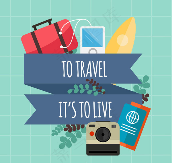 度假元素和丝带条