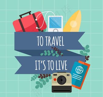 度假元素和丝带条