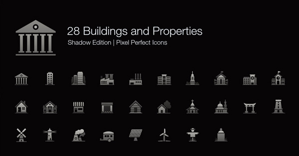 线性建筑物图标,免抠元素eps,ai矢量模版下载