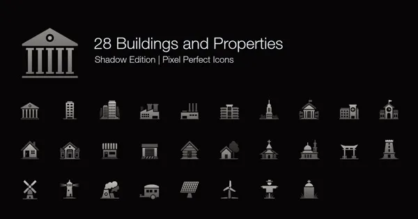线性建筑物图标,免抠元素eps,ai矢量模版下载