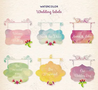 招牌式婚礼标签,免抠元素