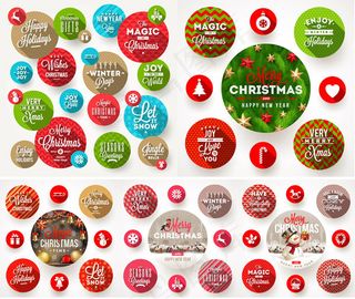 圣诞节长阴影图标,免抠元素