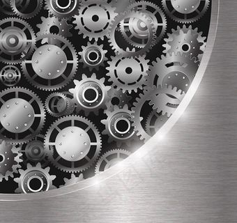 银色质感齿轮组,背景元素