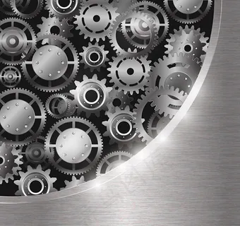 银色质感齿轮组,背景元素