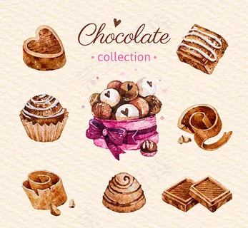 水彩绘美味巧克力