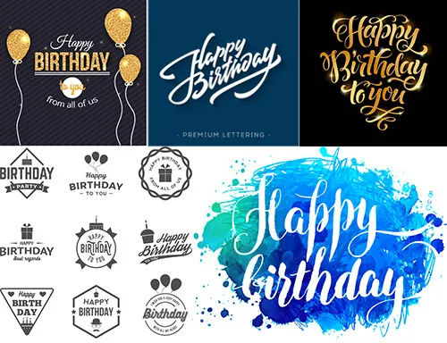 生日快乐文字eps,ai矢量模版下载