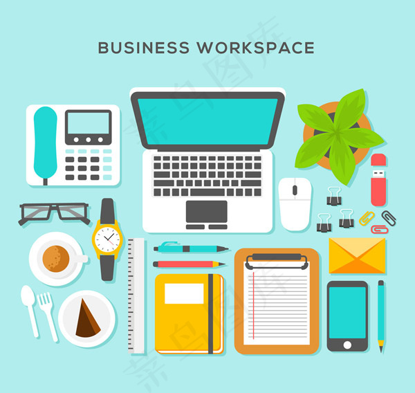 办公桌面俯视图