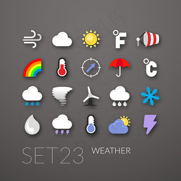 天气扁平化图标,免抠元素,背景元素eps,ai矢量模版下载