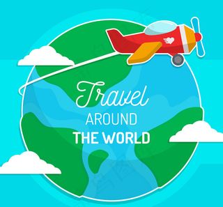 地球和飞机贴纸