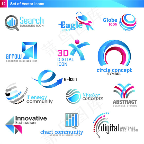 蓝色科技LOGO,背景元素