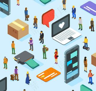 立体电子商务插画