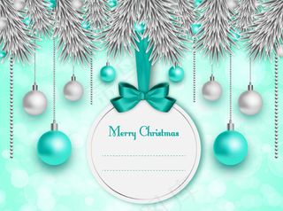 圣诞吊球松枝卡片