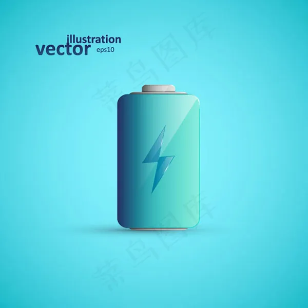 蓝色电池图标矢量,免抠元素eps,ai矢量模版下载