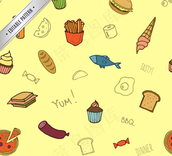 食物无缝背景矢量ai矢量模版下载