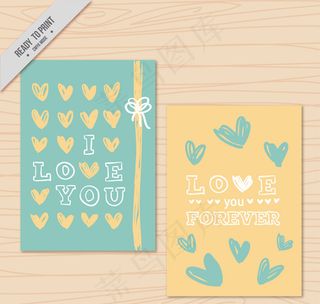 清新彩绘爱心卡片