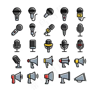 话筒和喇叭图标,免抠元素