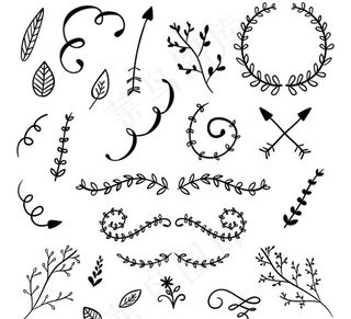 手绘花边与树枝