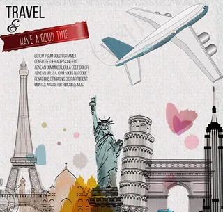 环球旅行插画