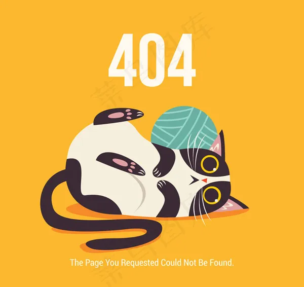猫咪404错误页ai矢量模版下载