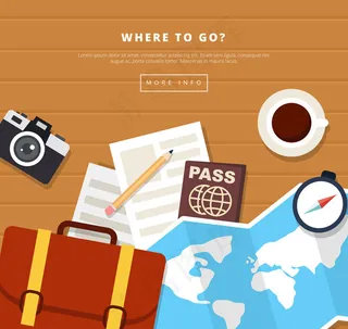 桌面上的旅游物品