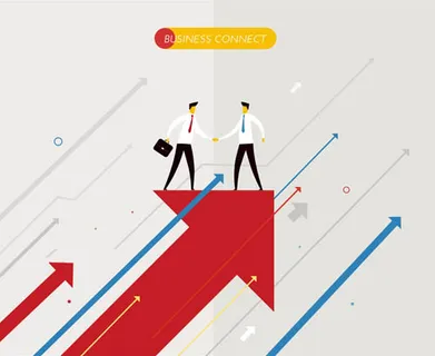 箭头与商务人物,背景元素