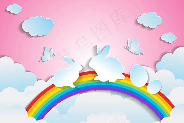 剪纸动物风景eps,ai矢量模版下载