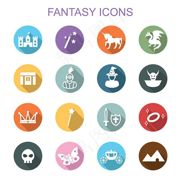扁平化童话图标,免抠元素eps,ai矢量模版下载