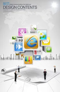 建筑物人物与图标,免抠元素