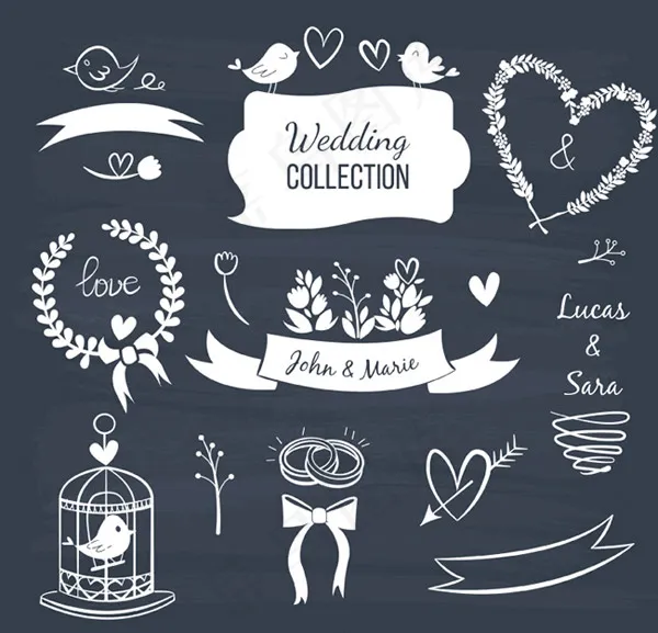 白色婚礼元素ai矢量模版下载