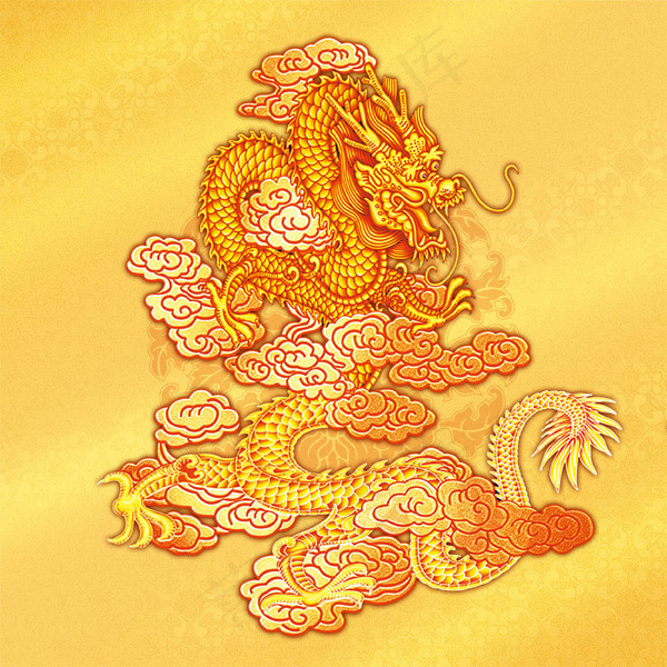 金黄古典龙纹PSD