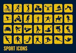 运动剪影方形图标,免抠元素