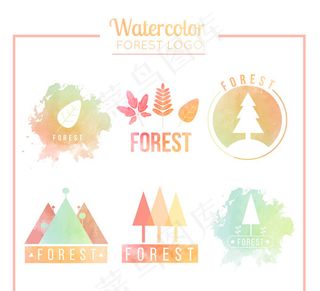 水彩绘森林标志