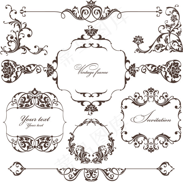 传统植物花纹,免抠元素