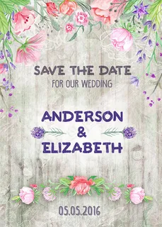 复古鲜花婚礼海报