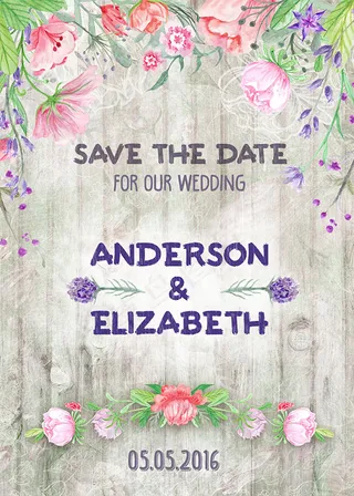 复古鲜花婚礼海报