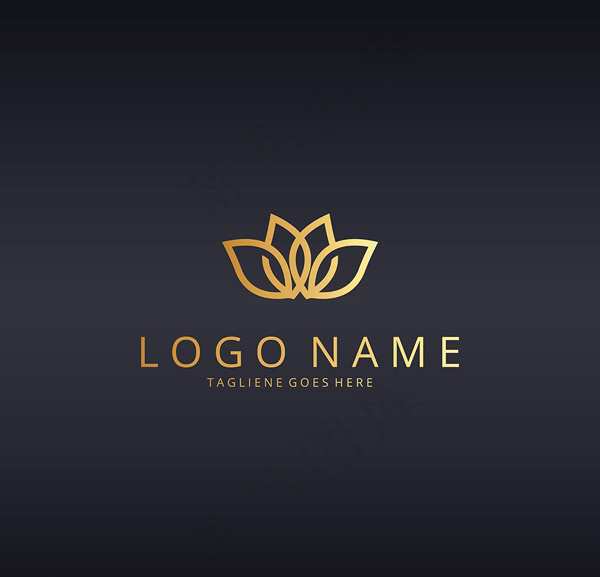 金色抽象花朵logoeps,ai矢量模版下载