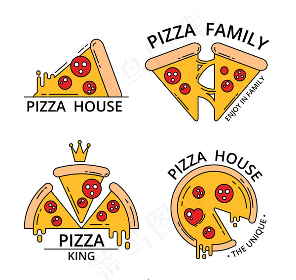 彩绘披萨餐馆标志ai矢量模版下载
