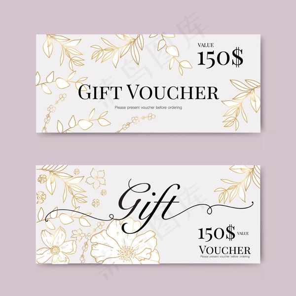 金色花礼券矢量