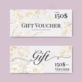 金色花礼券矢量