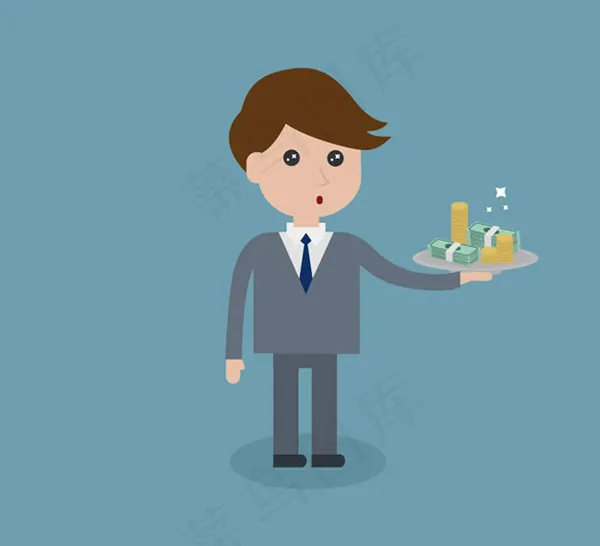 商务男子与钱币ai矢量模版下载