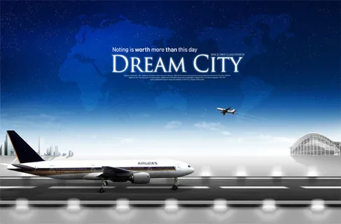 跑道上滑行的飞机