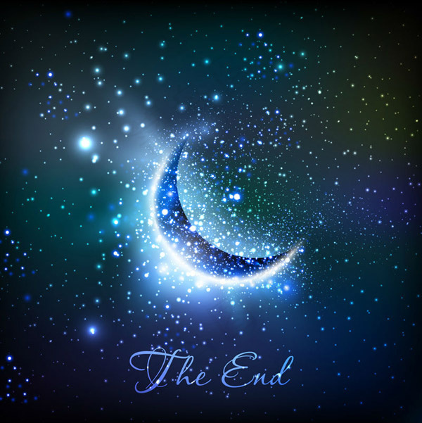 梦幻星空与月牙eps,ai矢量模版下载
