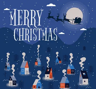 圣诞节夜晚村庄