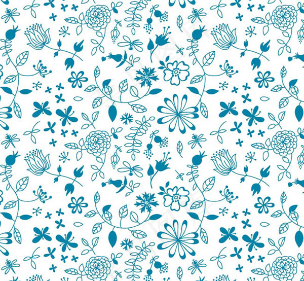 蓝色花朵无缝背景