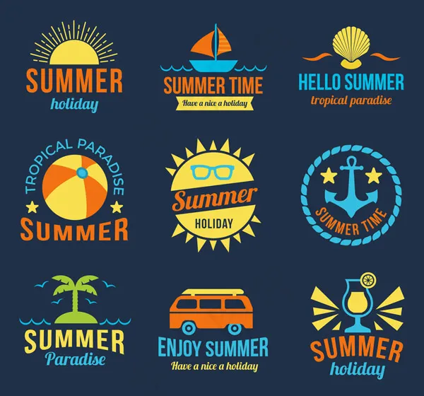 夏季度假标签ai矢量模版下载
