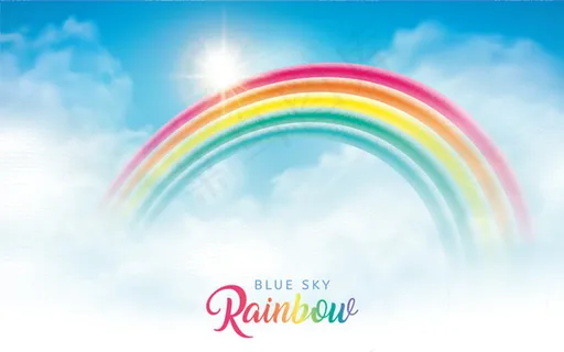 蓝天白云下的彩虹
