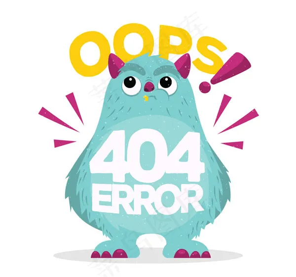 怪兽404错误页面ai矢量模版下载