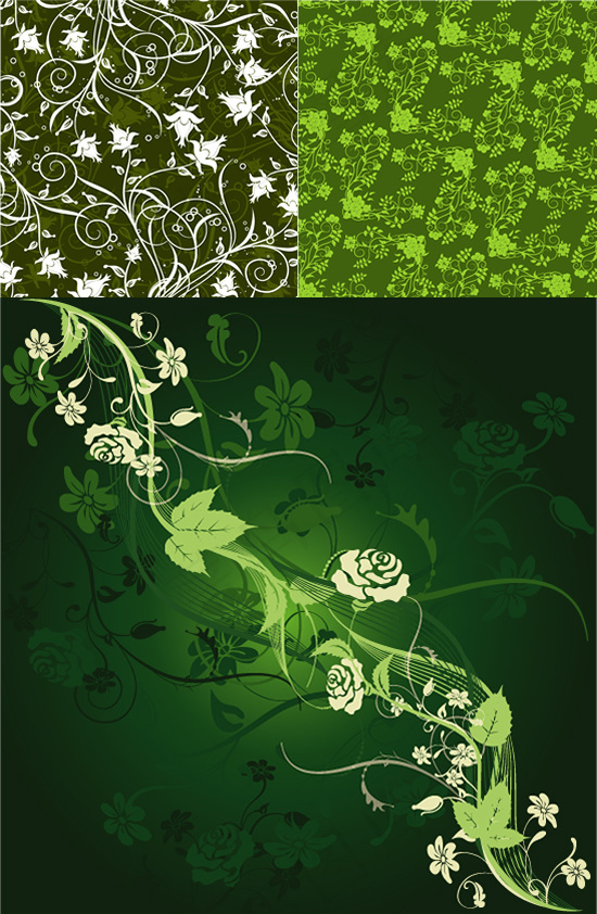 花枝招展绿色背景,背景元素