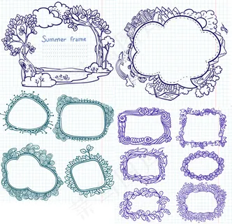 手绘卡通花边,背景元素